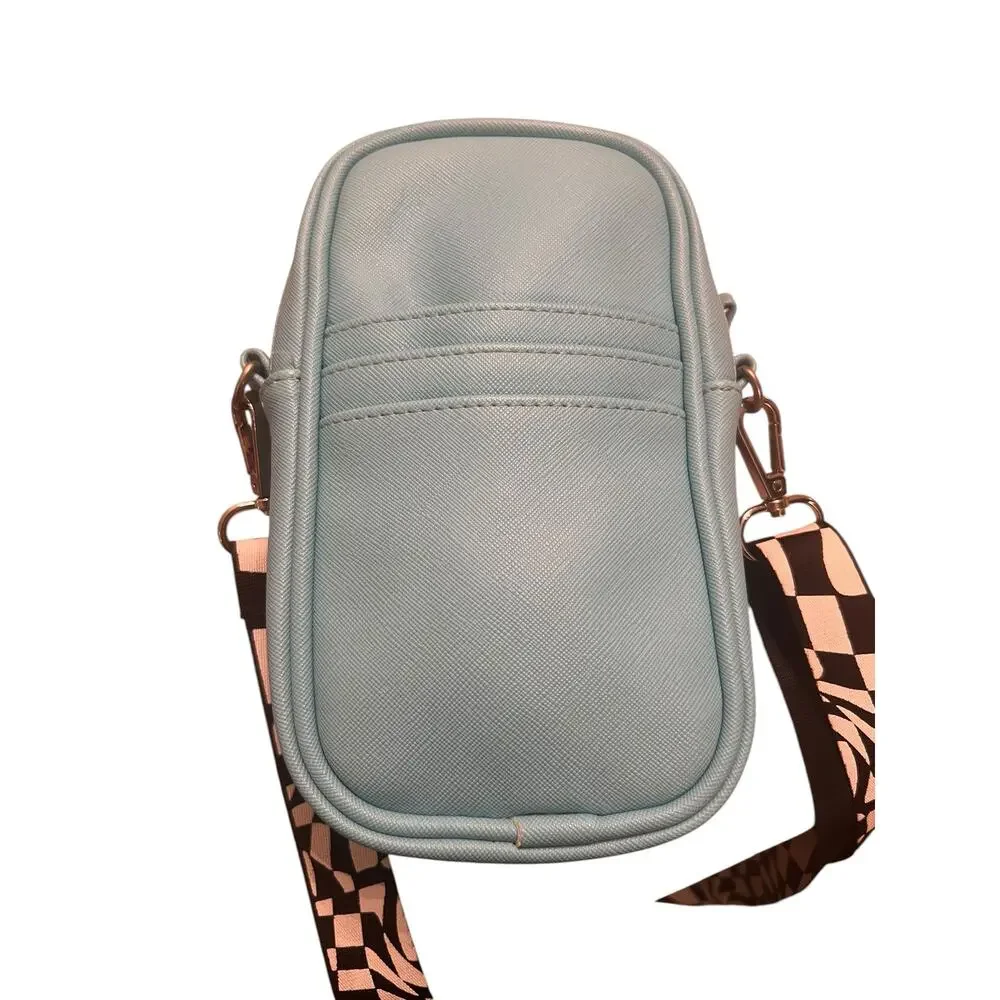 SKINNYDIP London Danni Blue Mini Phone Crossbody Adjustable Checkered Strap Bag